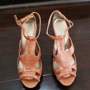 Orange high heel sandals